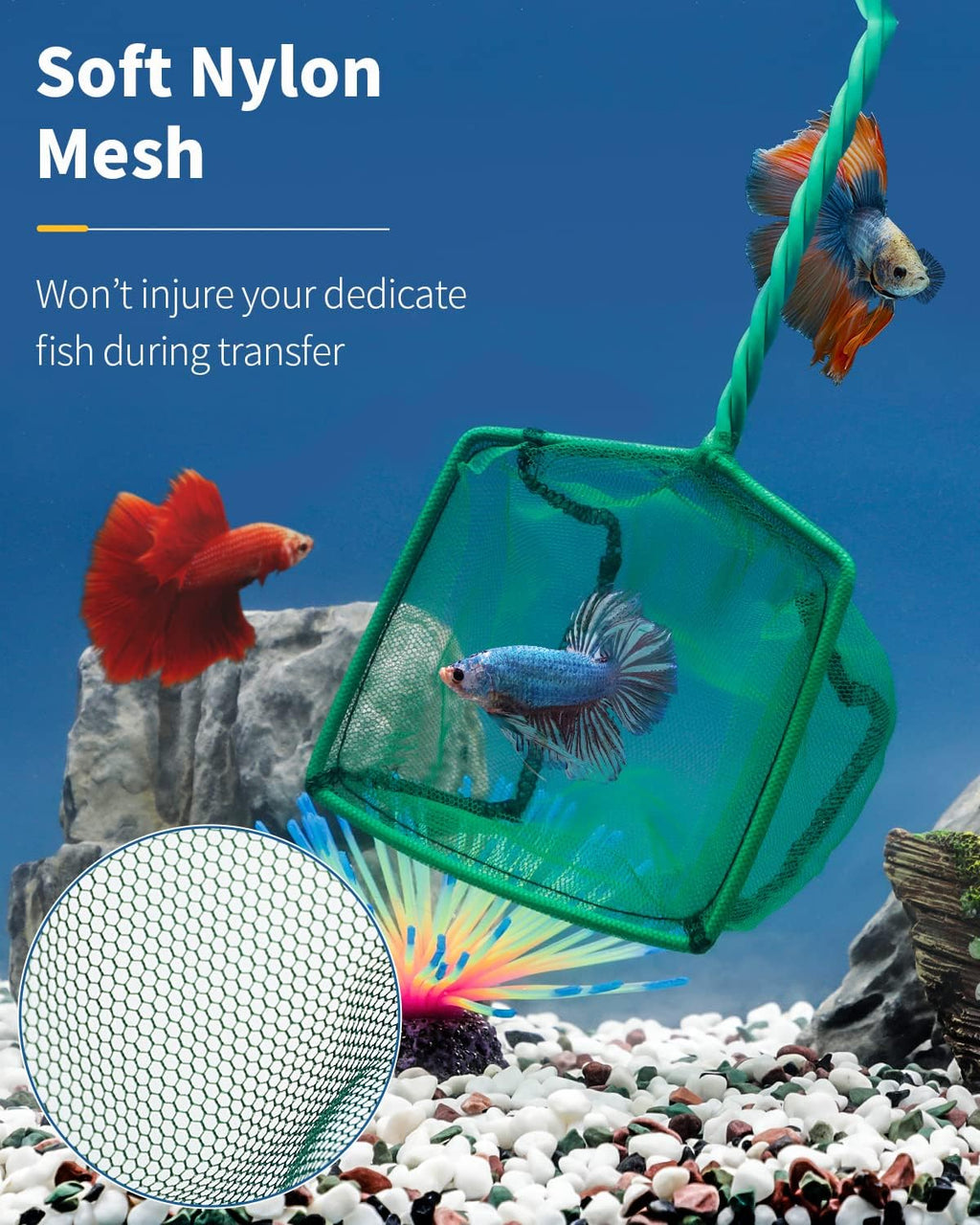 Professional Aquarium Fish Net – Soft Fine Mesh Skimming & Catching Tool