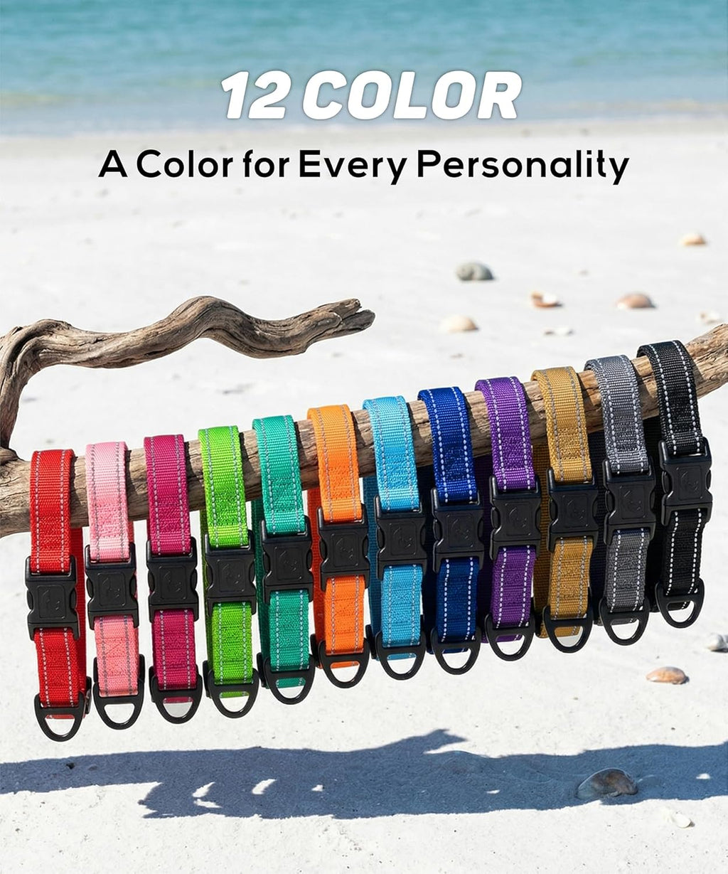 Premium Reflective Nylon Dog Collar – Adjustable Heavy-Duty Safety Collar