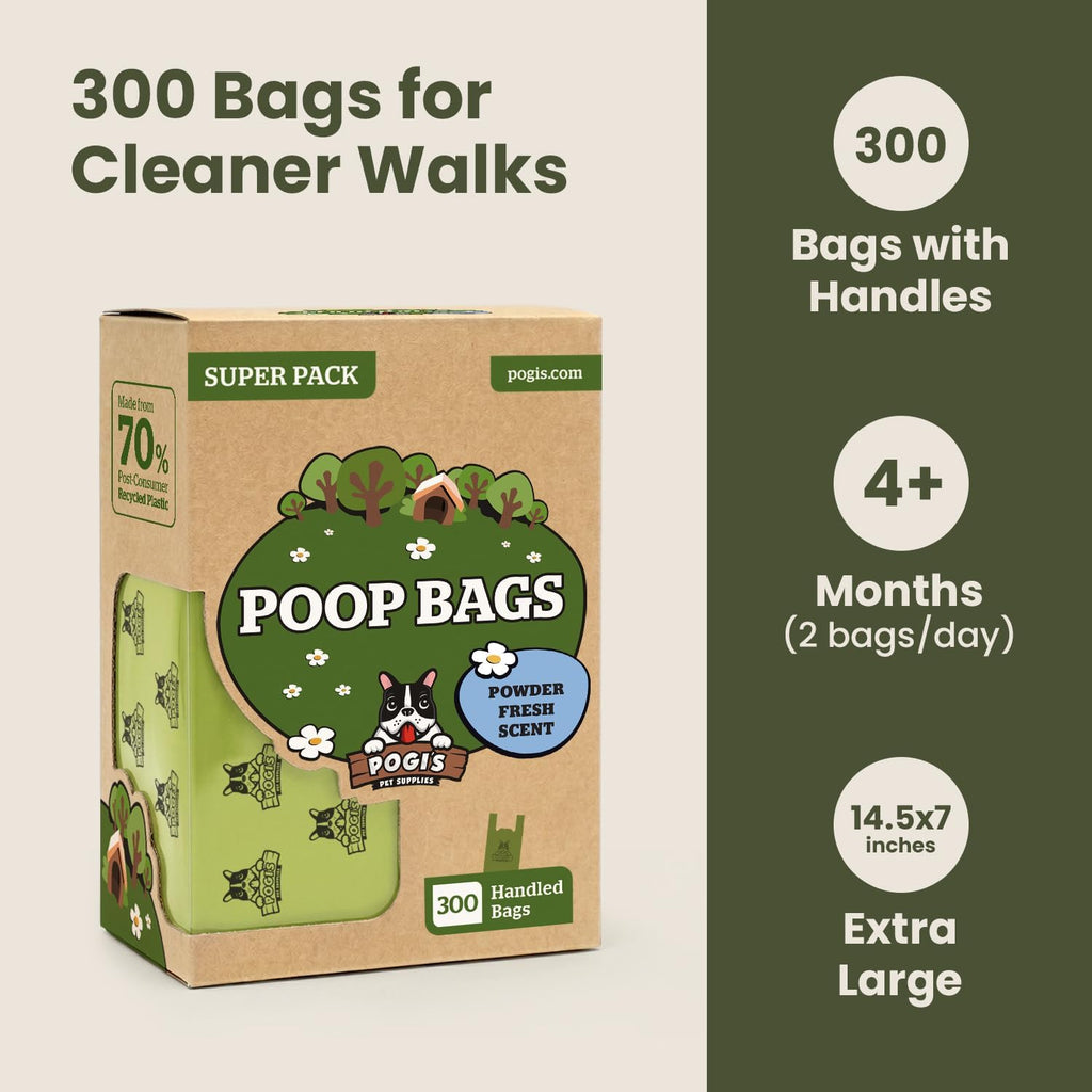 Extra-Thick Leak-Proof Dog Poop Bags with Handles (300-Count Box)