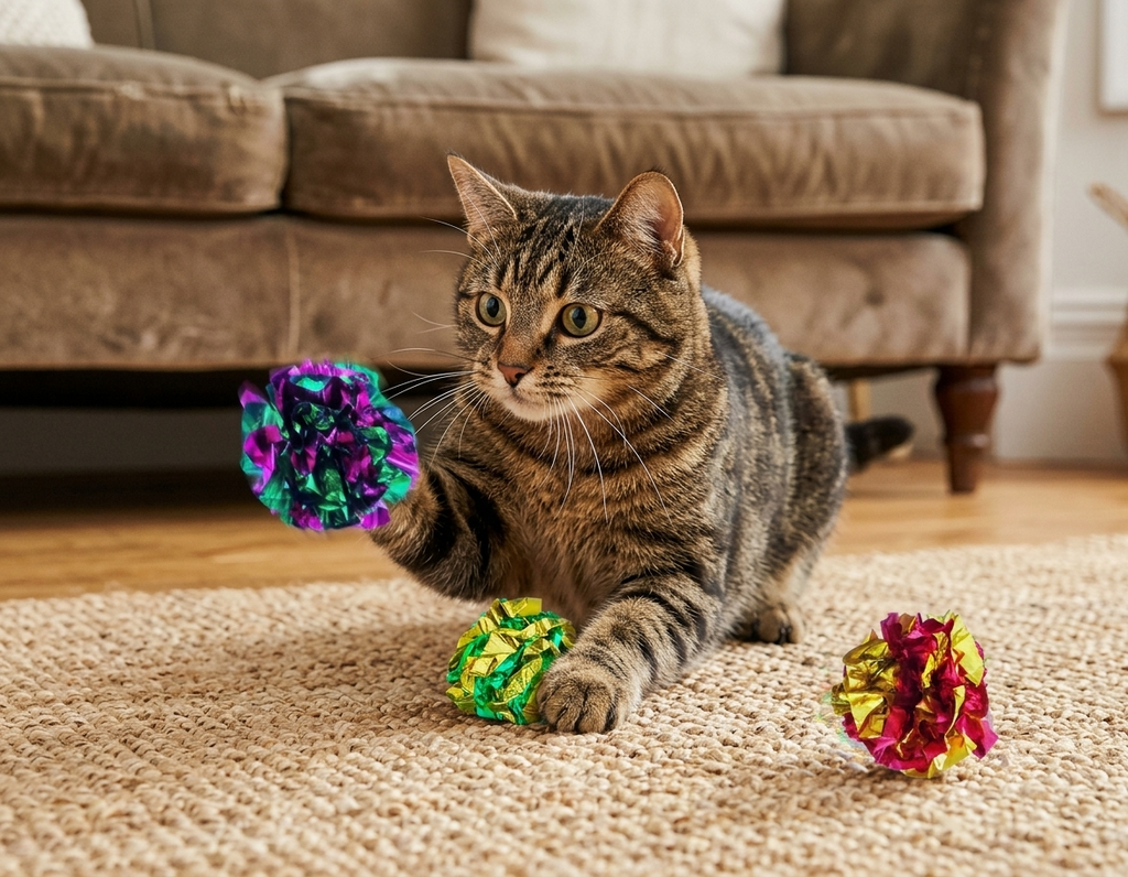 Premium Mylar Crinkle Cat Toy Balls (12-Pack) – Interactive Metallic Sound Toys