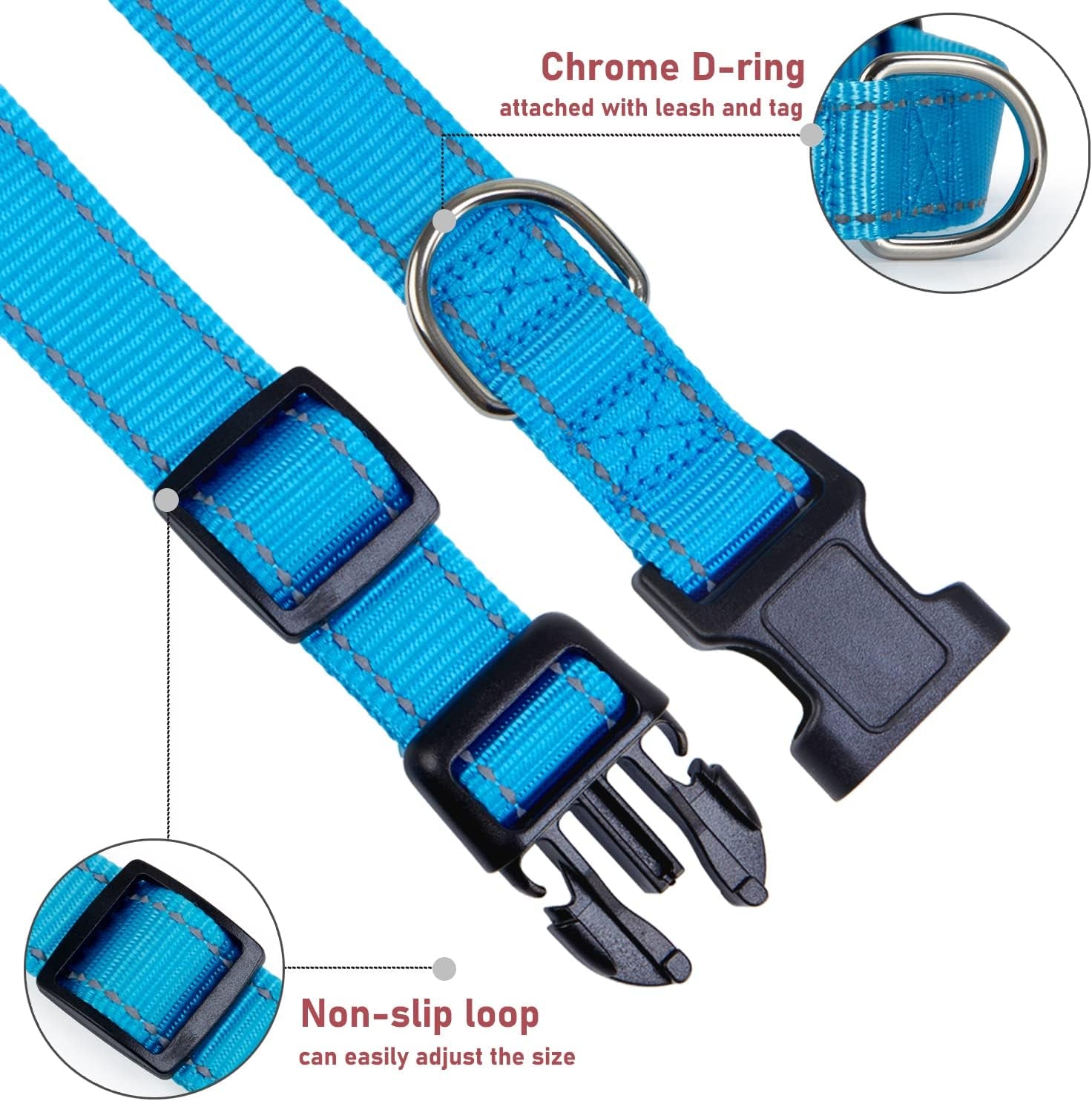 Premium Heavy-Duty Reflective Dog Collar – Adjustable High-Visibility Safety Collar