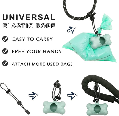 Dog Poop Pickup Bags Holder Dispenser with Standard-Sized Leak-Proof Scented Doggy Waste Bags and Carabiner with Safety Lock&Fastener Never Loose on Leash Lead Again (1 Holder 195 Bags, Blue)