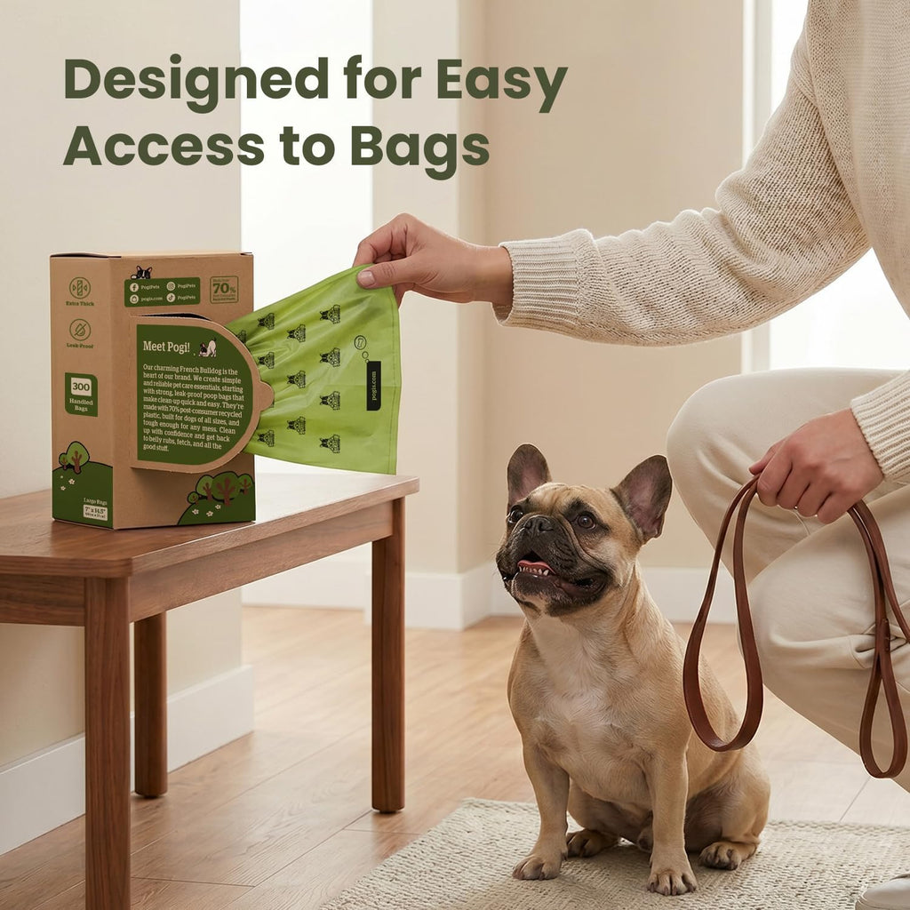 Extra-Thick Leak-Proof Dog Poop Bags with Handles (300-Count Box)
