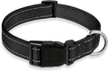 Premium Reflective Nylon Dog Collar – Adjustable Small Breed Safety Collar (Black)