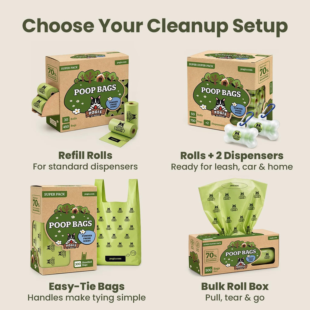 Extra-Thick Leak-Proof Dog Poop Bags with Handles (300-Count Box)